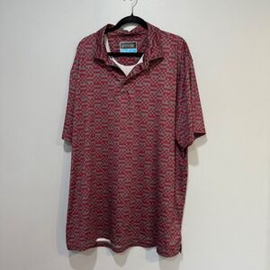 Etonic Mens Golf Polo Shirt 2X Large Red Grey Checkered‎ Short Sleeve Athletic